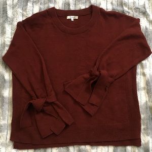 Madewell Burgundy Tie-Sleeve Sweater